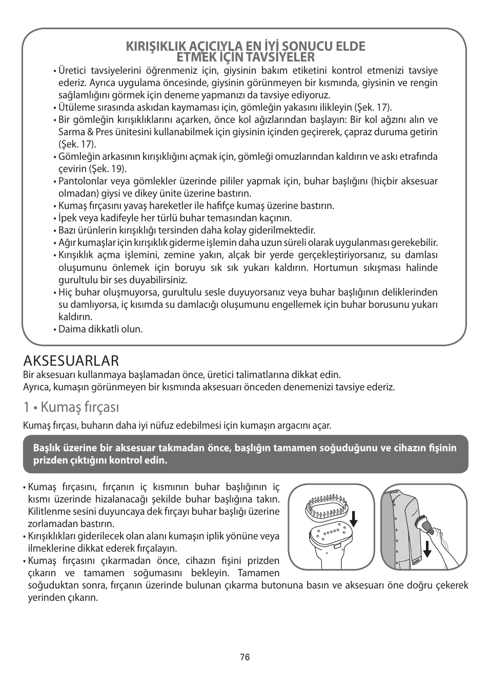 Aksesuarlar, T,vnbǵgsîbt, T1bnvlmbonbúomfzjdjgsîb | T)bttbtlvnbǵmbsjîjolmg | ROWENTA MASTER VALET IS6300 User Manual | Page 81 / 125