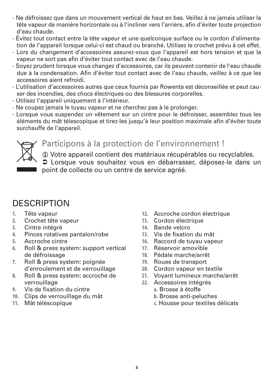 Participons à la protection de l’environnement | ROWENTA MASTER VALET IS6300 User Manual | Page 9 / 125