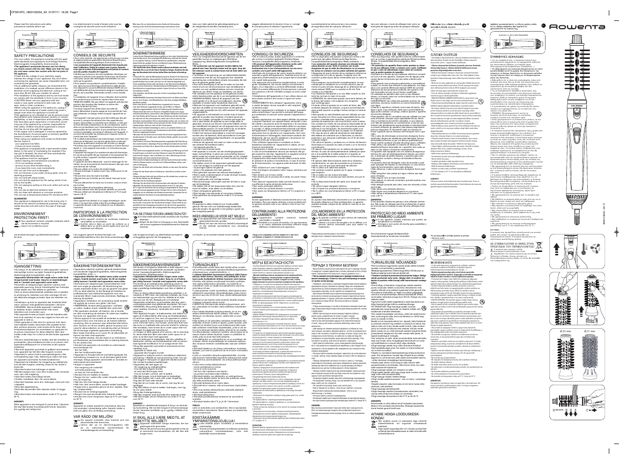 ROWENTA STYLER CF3910 User Manual | 2 pages