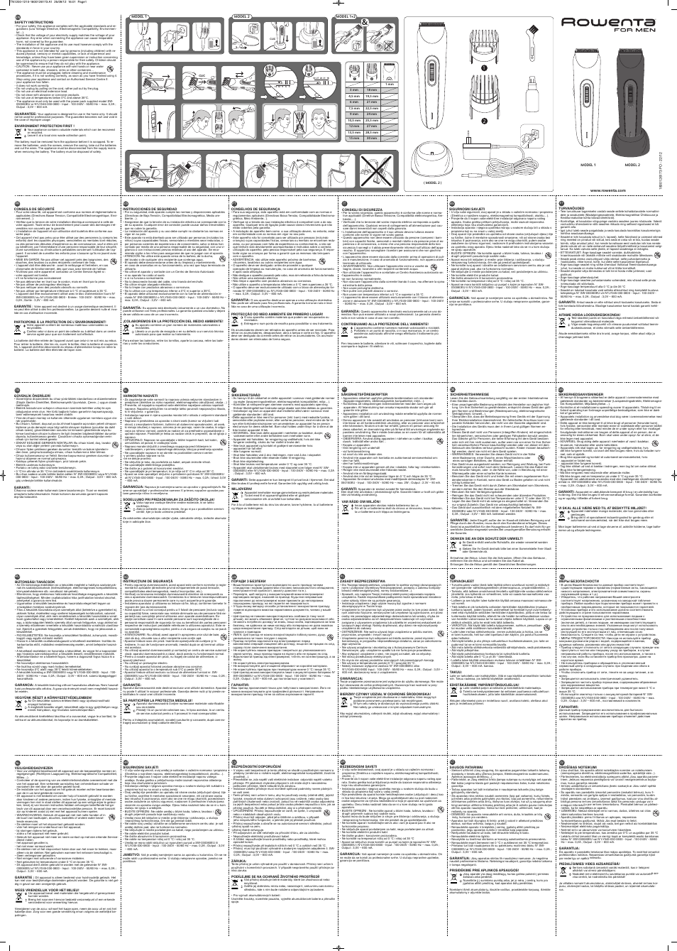 ROWENTA NOMAD TN1210 User Manual | 2 pages