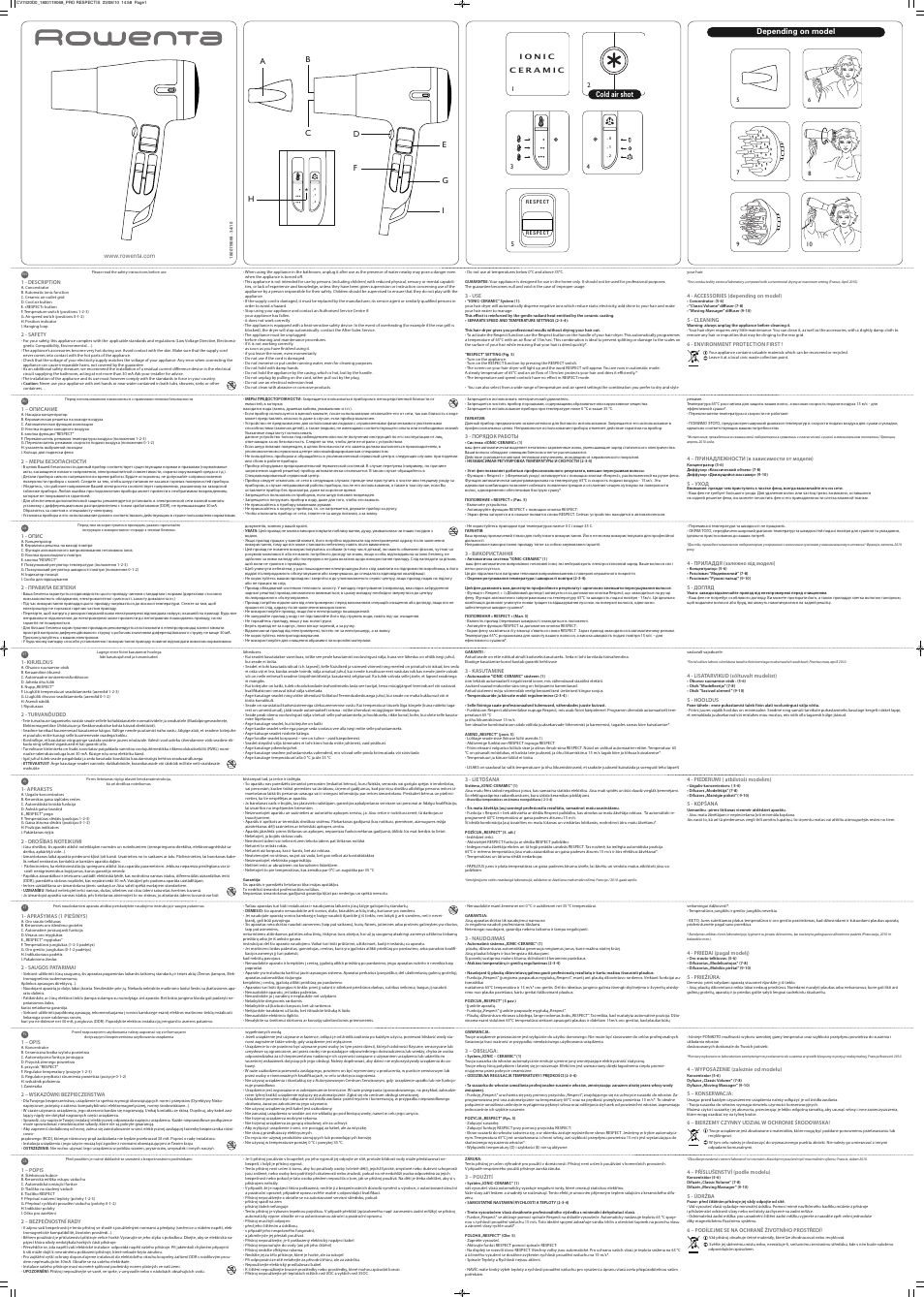 ROWENTA RESPECTIS PRO CV7420 User Manual | 2 pages