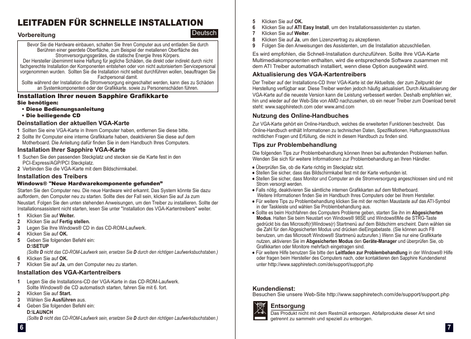 Leitfaden für schnelle installation | Sapphire GRAPHICS CARD_установка User Manual | Page 4 / 18