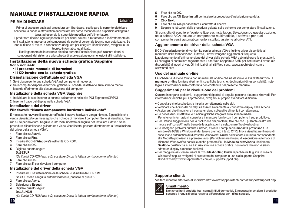 Manuale d’installazione rapida | Sapphire GRAPHICS CARD_установка User Manual | Page 6 / 18