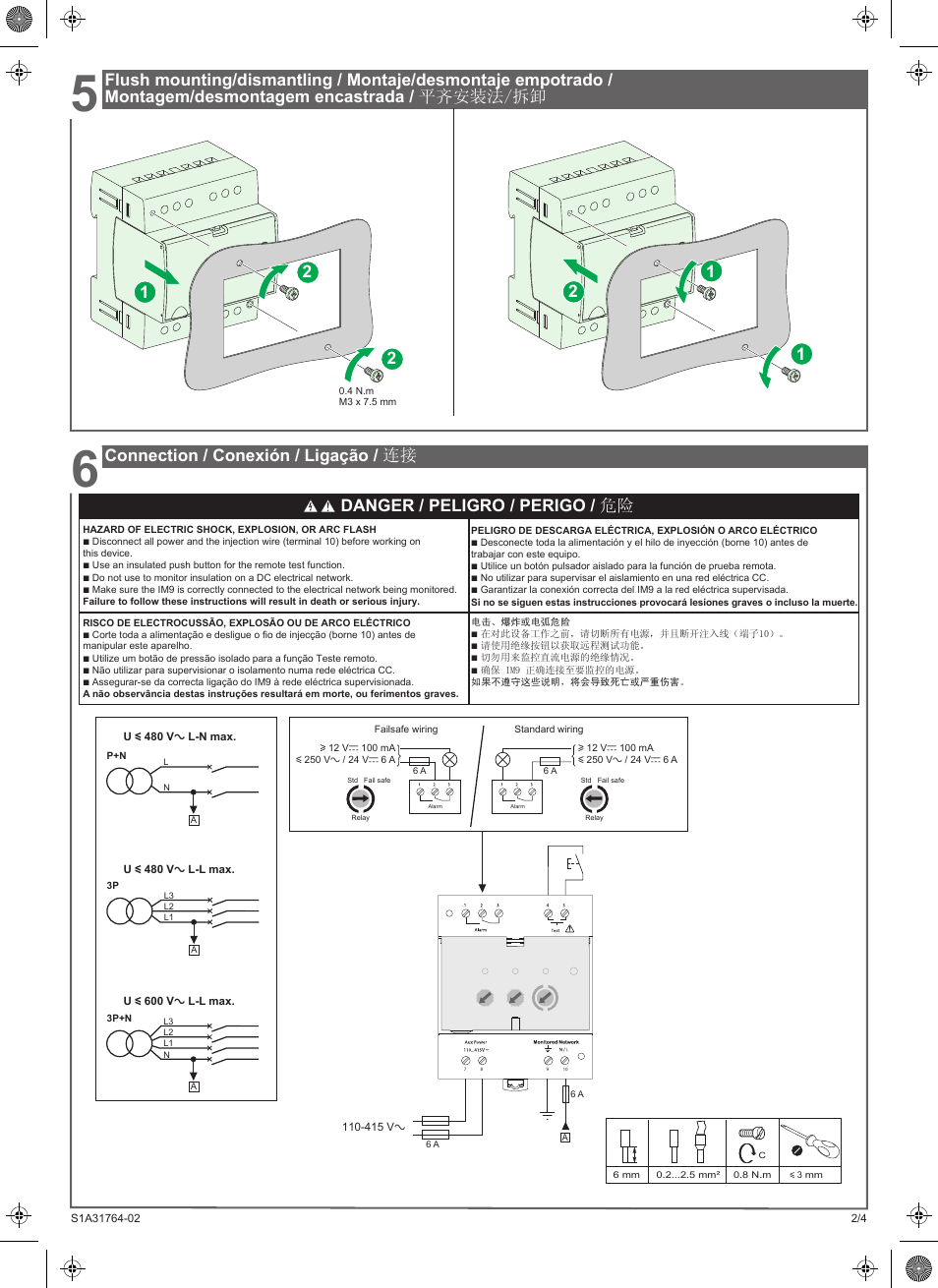 Danger / peligro / perigo / 危险 | Schneider Electric Vigilohm IM9 User Manual | Page 2 / 10