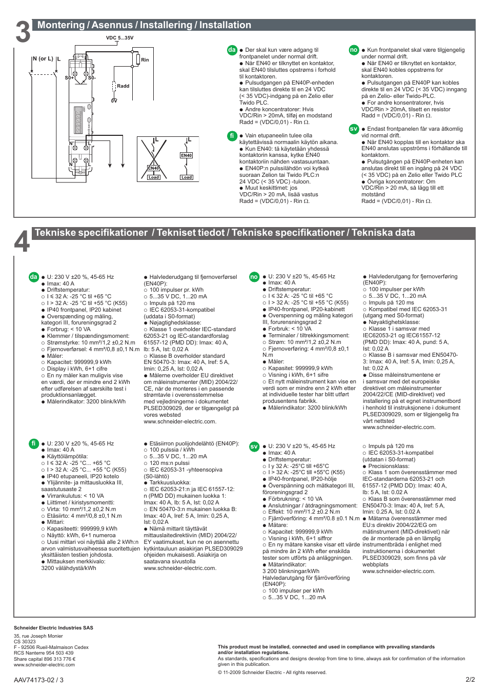 Montering / asennus / installering / installation | Schneider Electric EN40P User Manual | Page 6 / 10