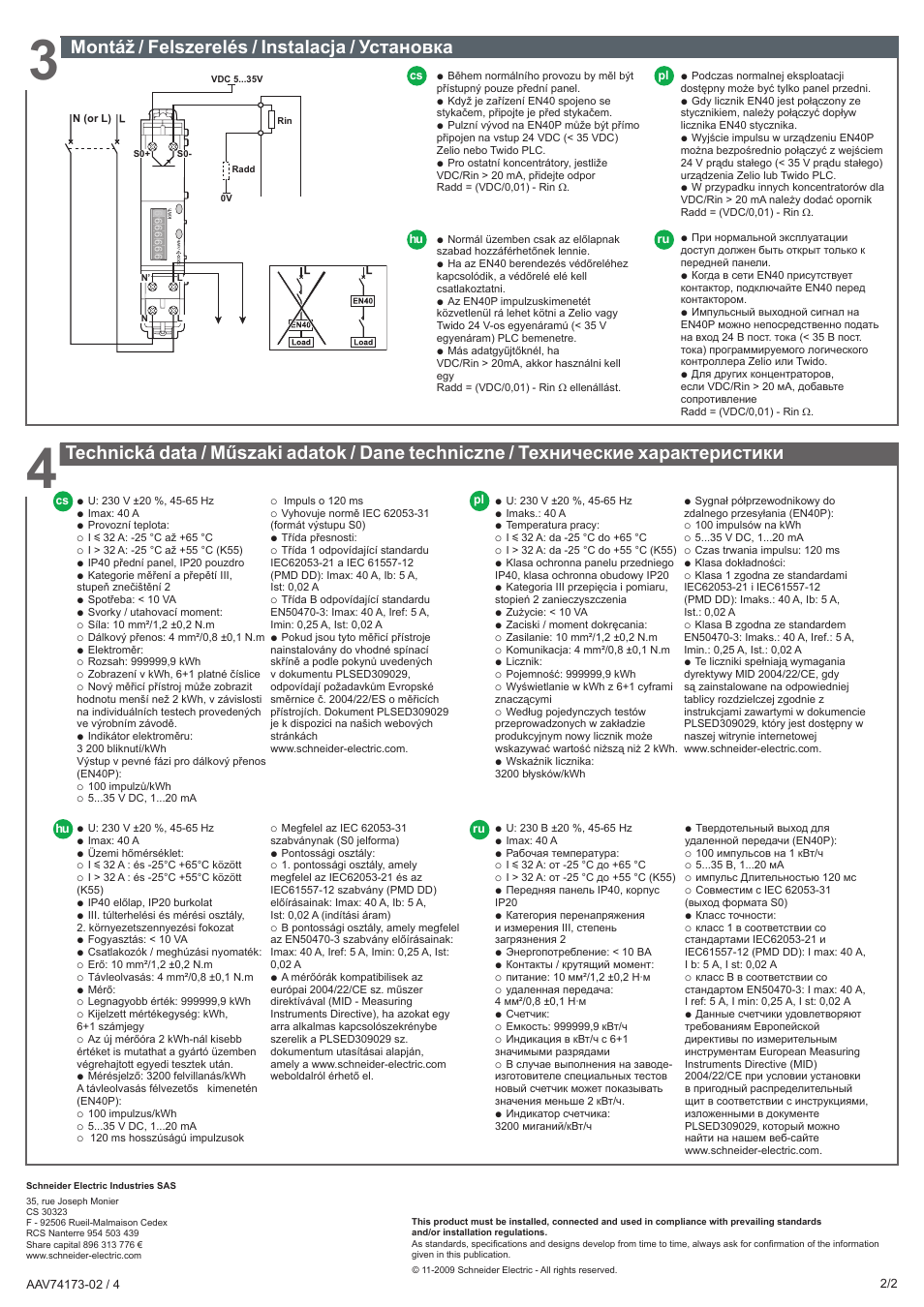 Montáž / felszerelés / instalacja / установка | Schneider Electric EN40P User Manual | Page 8 / 10