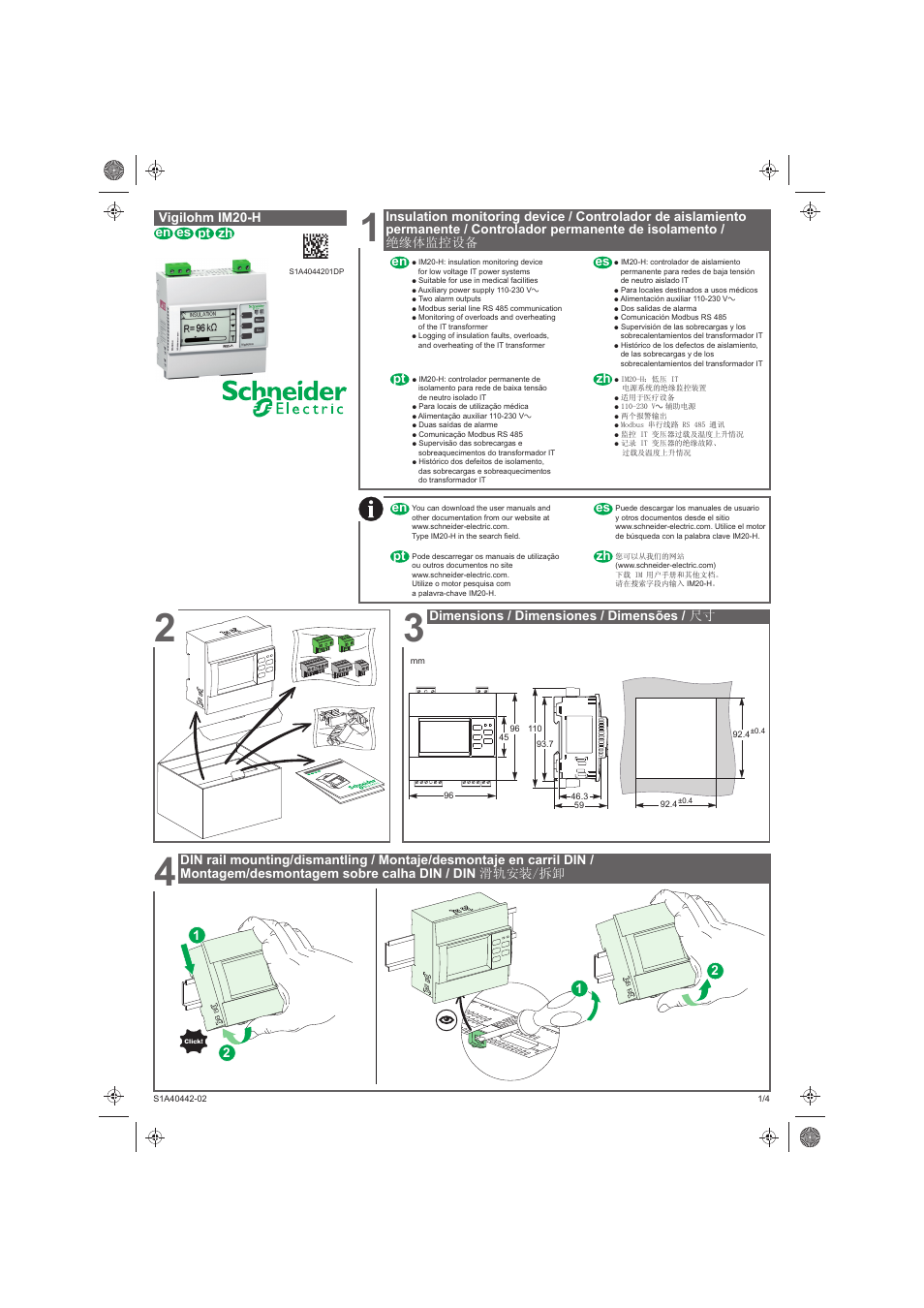 Schneider Electric Vigilohm IM20-H User Manual | 10 pages