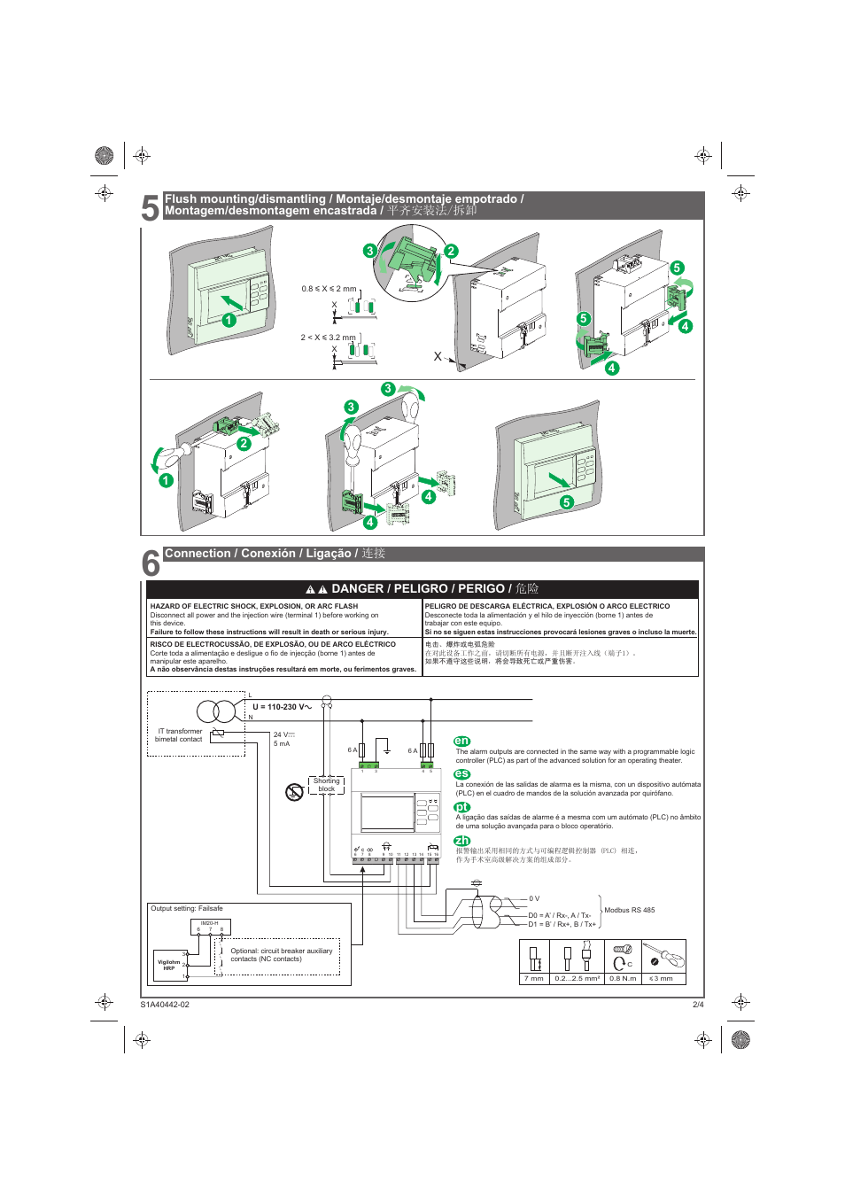 Danger / peligro / perigo / 危险 | Schneider Electric Vigilohm IM20-H User Manual | Page 2 / 10