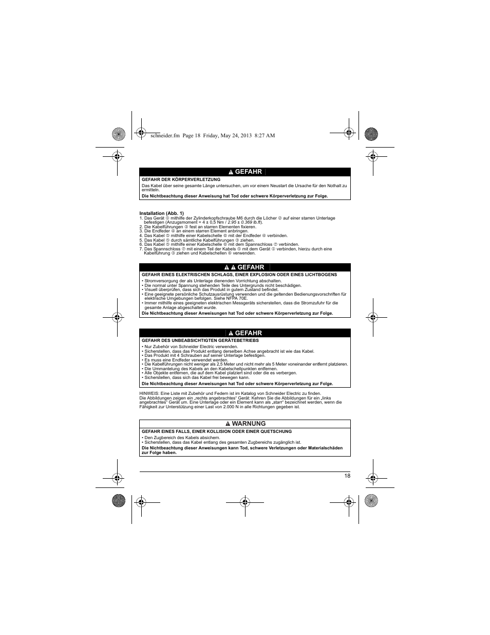 Gefahr, Gefahr warnung | Schneider Electric XY2 CE User Manual | Page 20 / 73