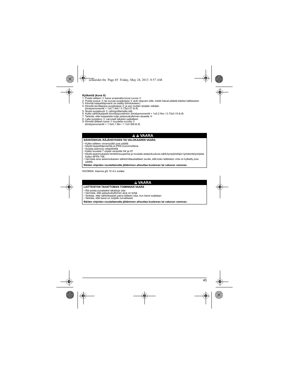 Vaara | Schneider Electric XY2 CE User Manual | Page 47 / 73