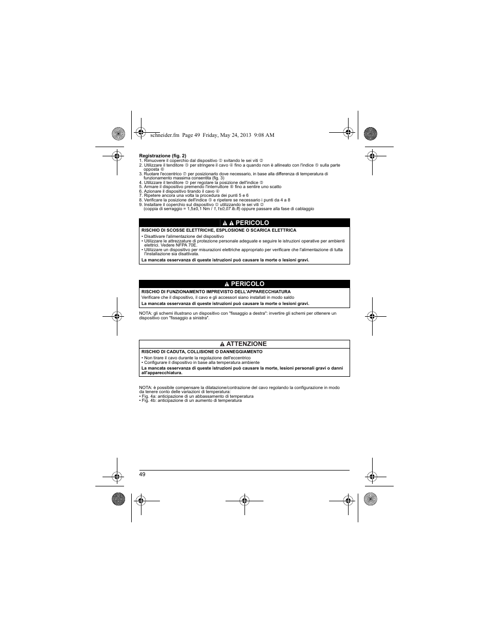 Pericolo, Pericolo attenzione | Schneider Electric XY2 CE User Manual | Page 51 / 73