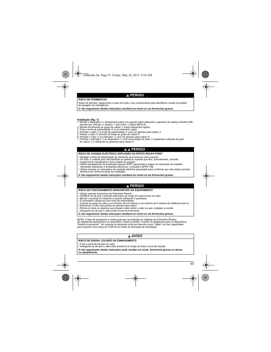 Perigo, Perigo aviso | Schneider Electric XY2 CE User Manual | Page 55 / 73