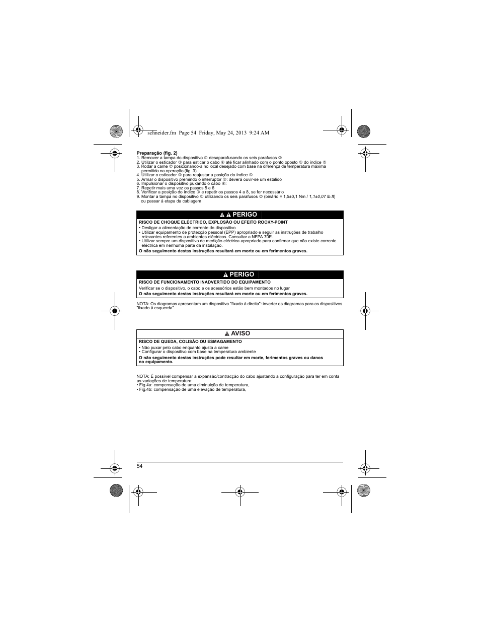 Perigo, Perigo aviso | Schneider Electric XY2 CE User Manual | Page 56 / 73