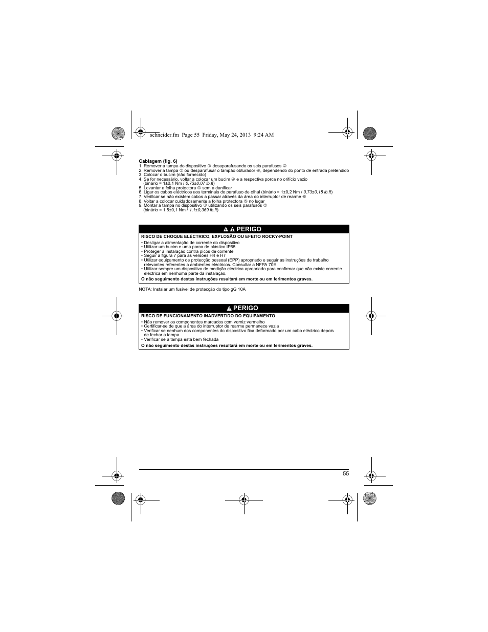 Perigo | Schneider Electric XY2 CE User Manual | Page 57 / 73