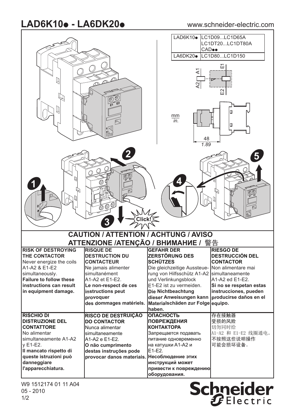 Schneider Electric LA6DK20_ User Manual | 2 pages