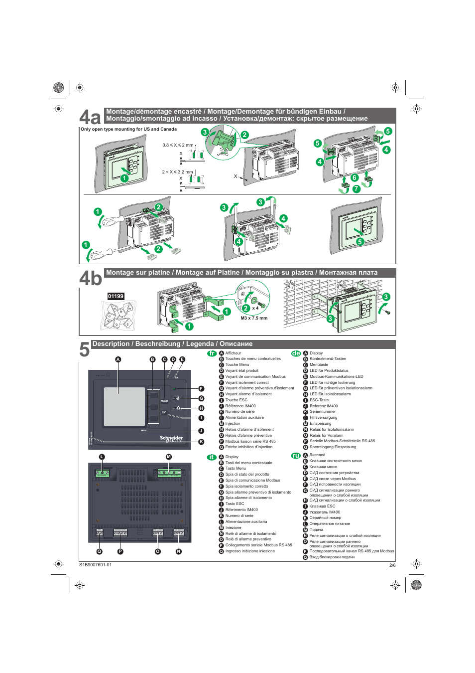 Description / beschreibung / legenda / описание | Schneider Electric Vigilohm IM400 User Manual | Page 8 / 14