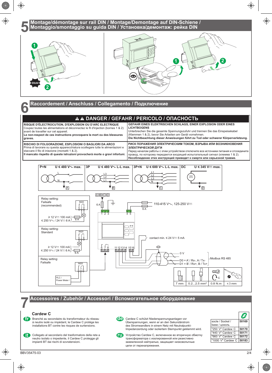 Danger / gefahr / pericolo / опасность | Schneider Electric Vigilohm IM20 User Manual | Page 6 / 10