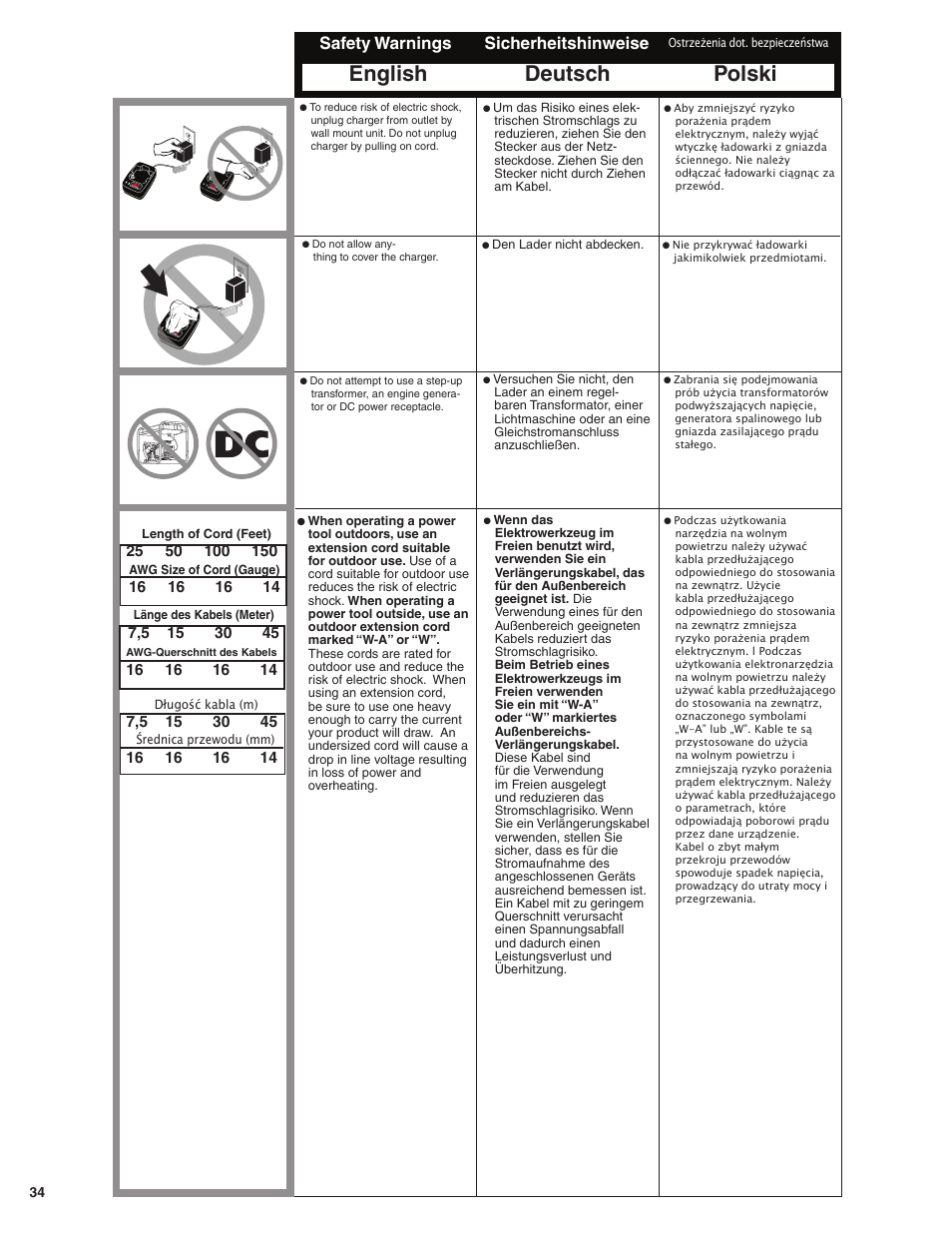 English deutsch polski, Safety warnings sicherheitshinweise | Senco GT60NN User Manual | Page 34 / 73