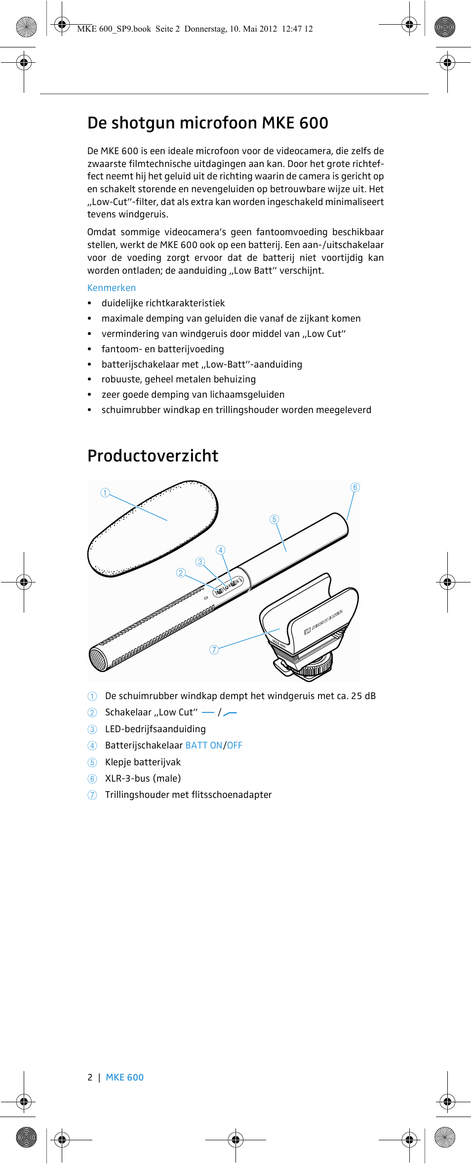 De shotgun microfoon mke 600, Productoverzicht | Sennheiser MKE 600 User Manual | Page 40 / 60