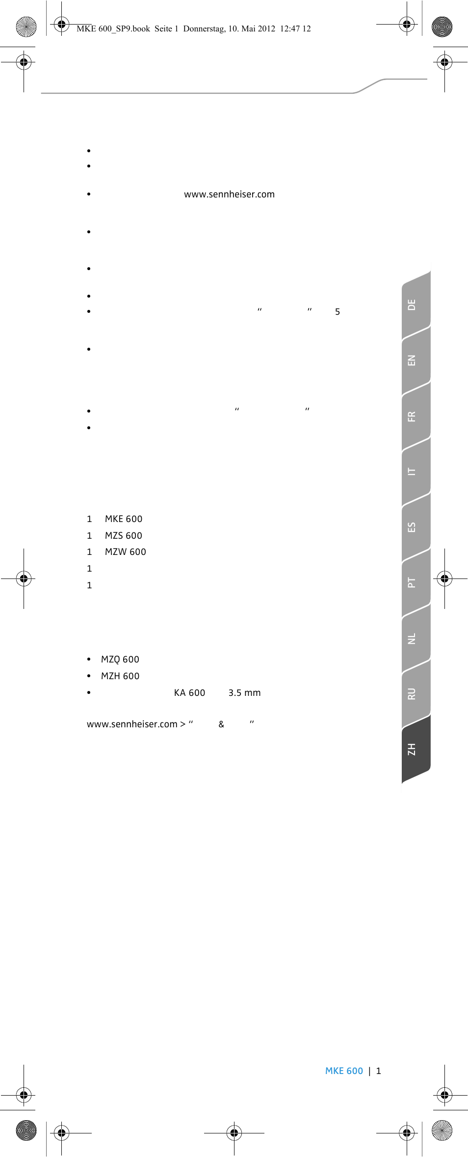 Sennheiser MKE 600 User Manual | Page 51 / 60