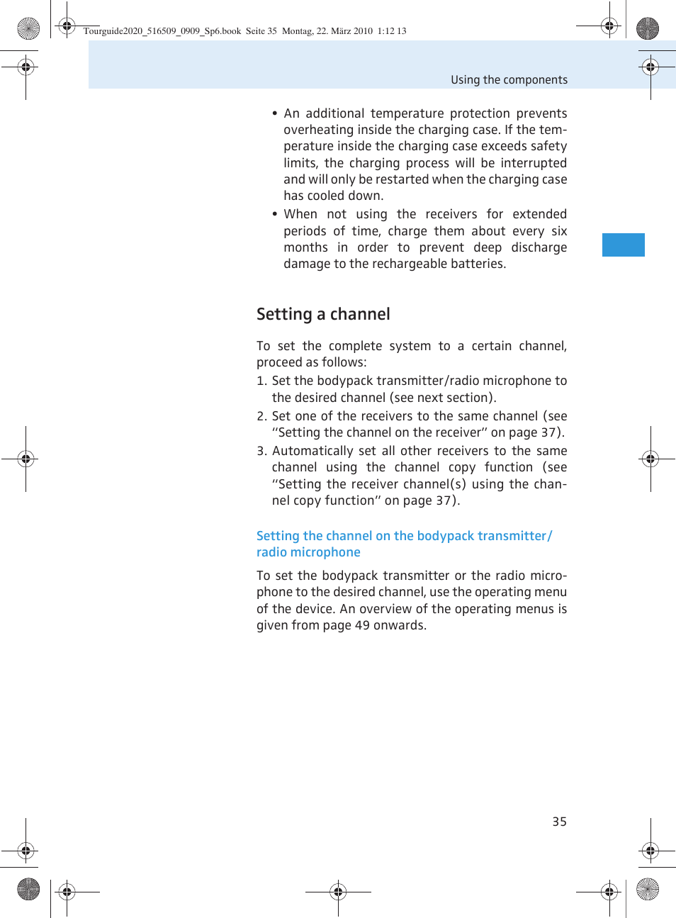 Setting a channel | Sennheiser SR 2020-D User Manual | Page 103 / 196