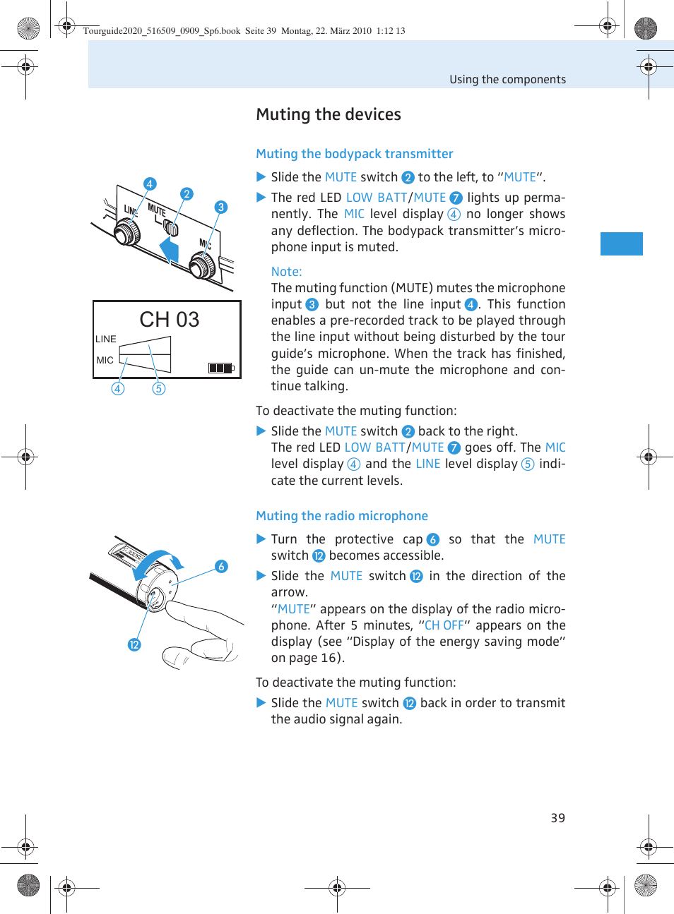 Ch 03, Muting the devices | Sennheiser SR 2020-D User Manual | Page 107 / 196