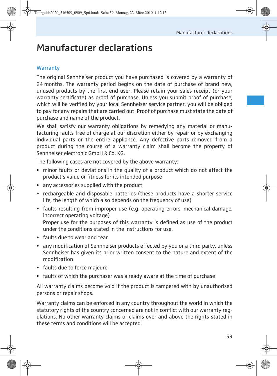 Manufacturer declarations | Sennheiser SR 2020-D User Manual | Page 127 / 196