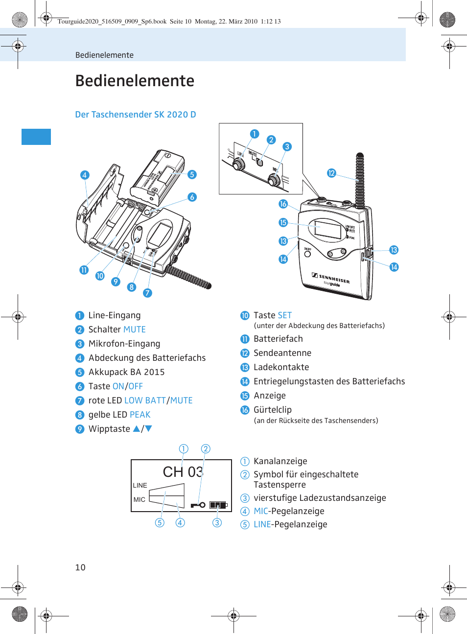 Bedienelemente, Ch 03 | Sennheiser SR 2020-D User Manual | Page 14 / 196