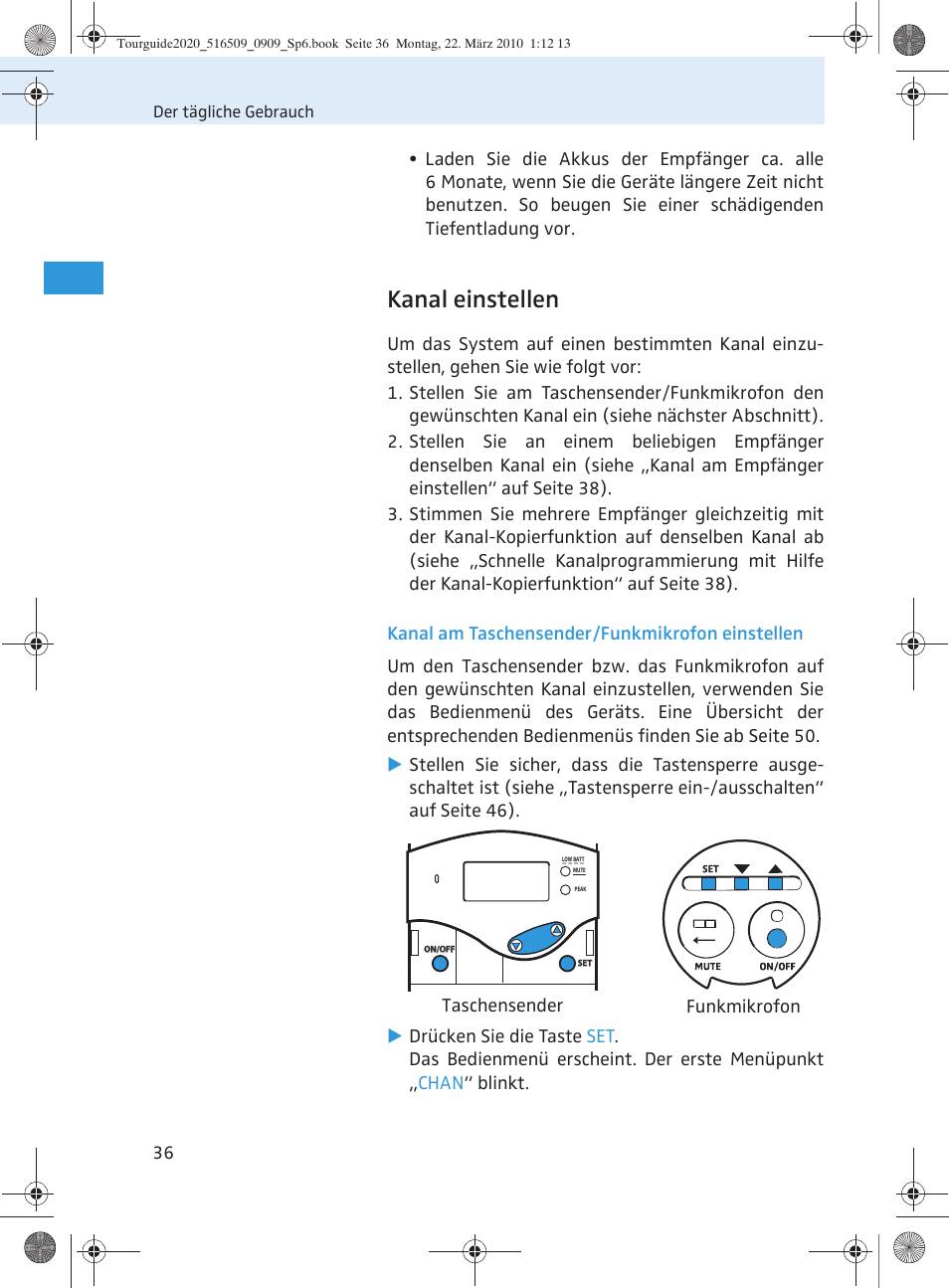 Kanal einstellen | Sennheiser SR 2020-D User Manual | Page 40 / 196