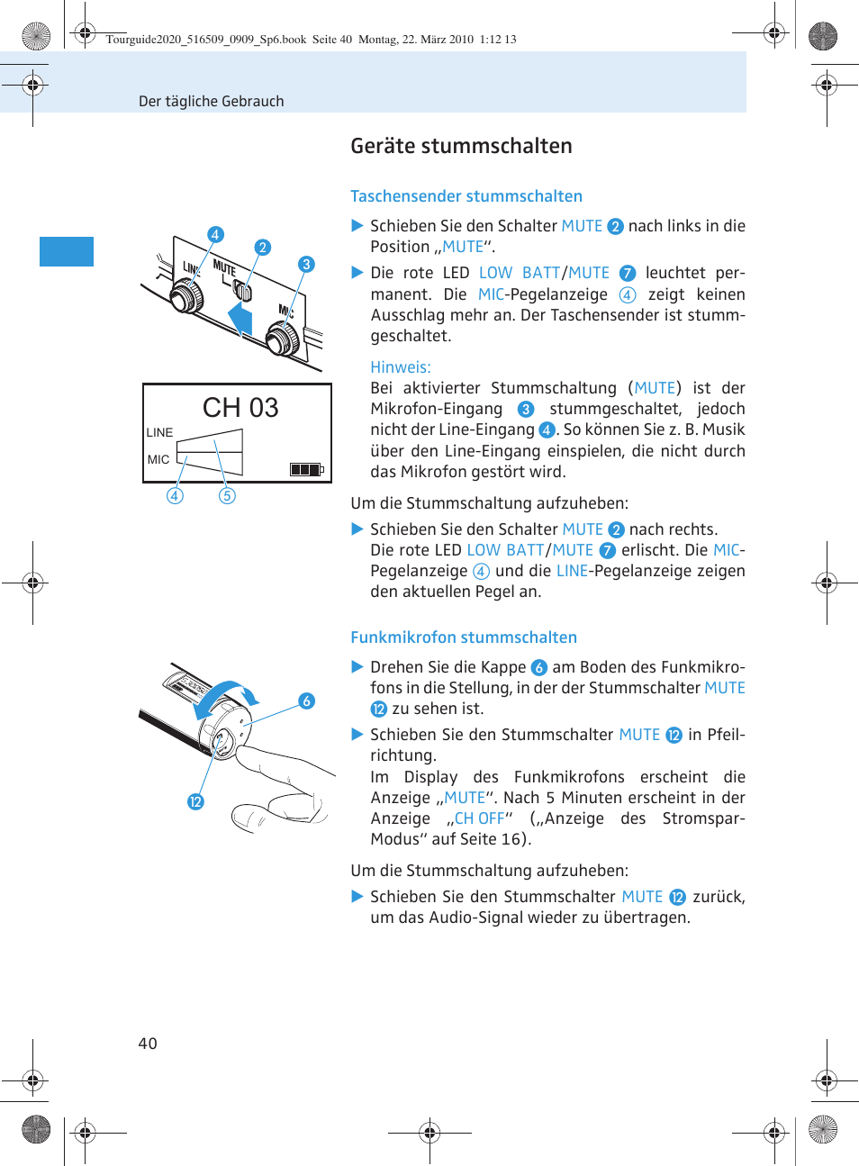 Ch 03, Geräte stummschalten | Sennheiser SR 2020-D User Manual | Page 44 / 196