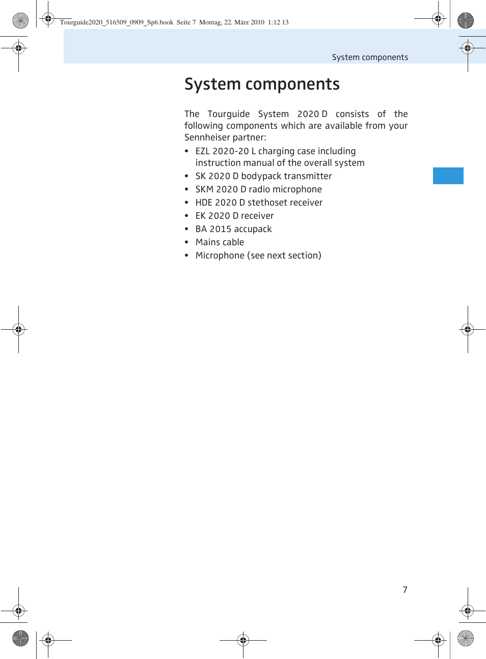 System components | Sennheiser SR 2020-D User Manual | Page 75 / 196