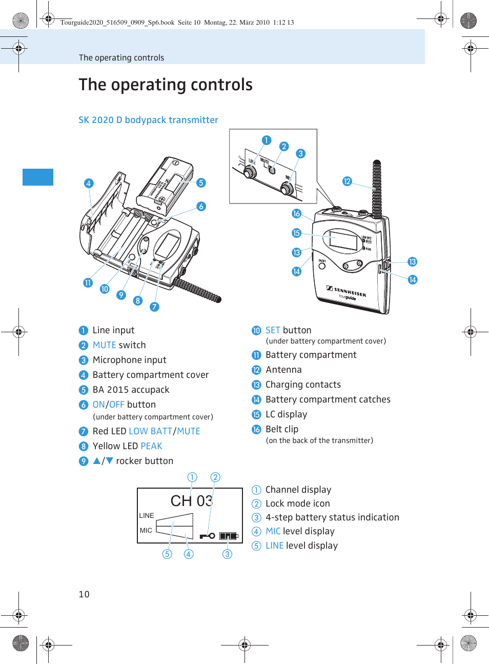 The operating controls, Ch 03 | Sennheiser SR 2020-D User Manual | Page 78 / 196