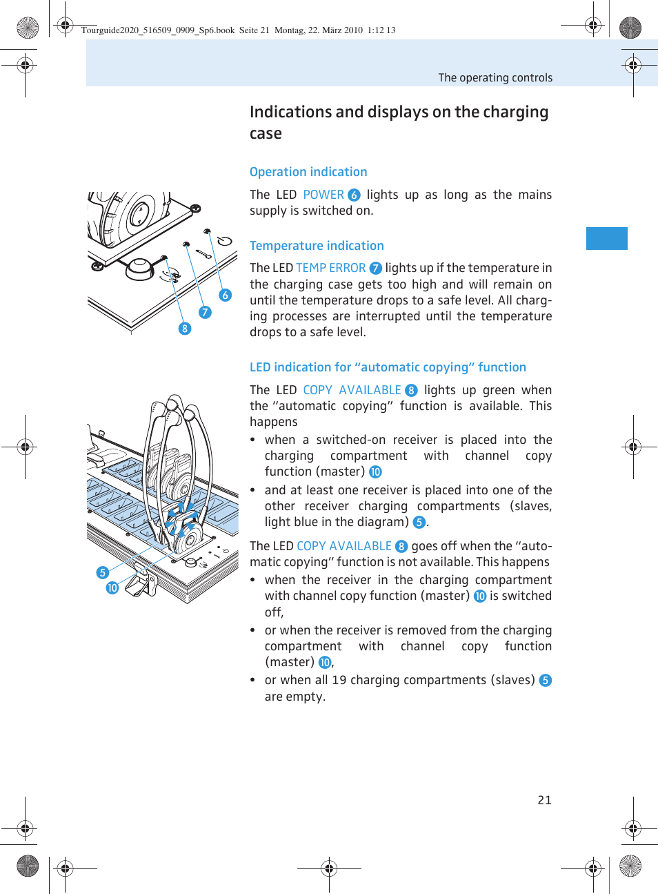 Indications and displays on the charging case | Sennheiser SR 2020-D User Manual | Page 89 / 196