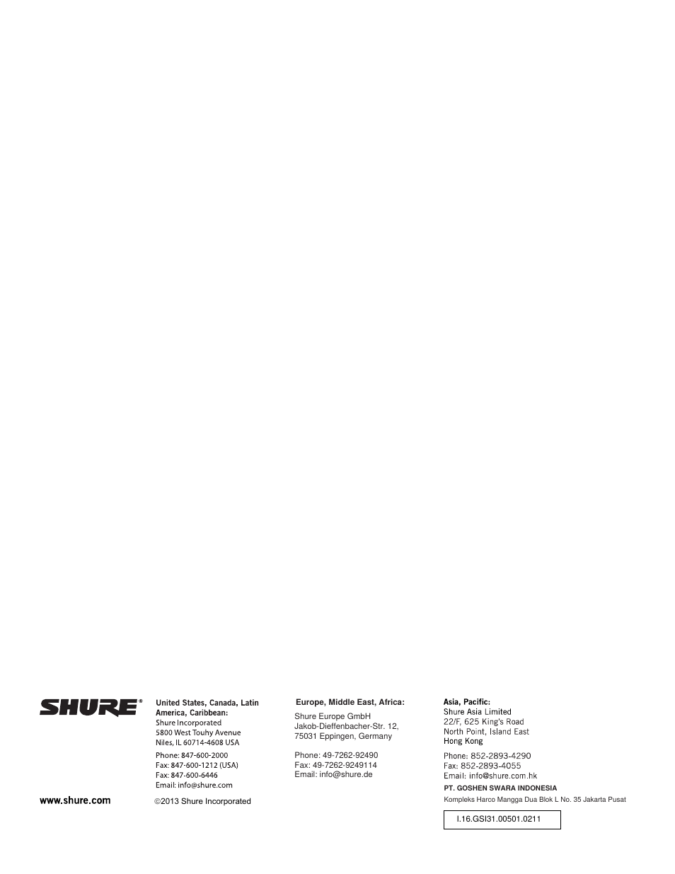 Shure GLXD4 Wireless Receiver User Manual | Page 96 / 96