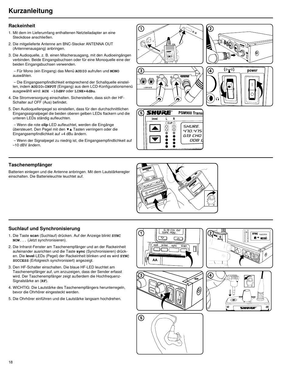 Kurzanleitung | Shure PSM 900 User Manual | Page 22 / 64