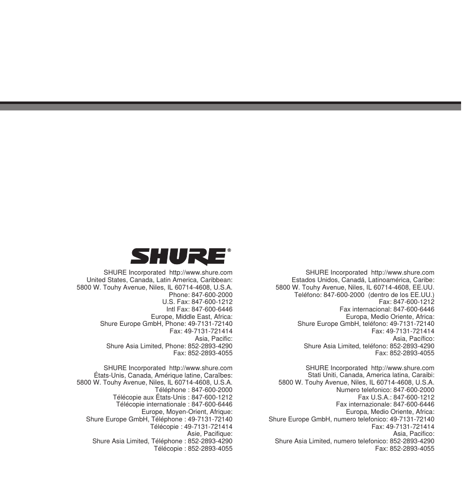 Shure SUPER 55 User Manual | Page 11 / 11