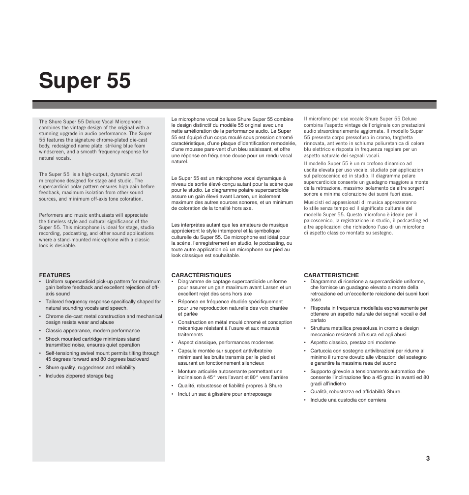 Super 55 | Shure SUPER 55 User Manual | Page 2 / 11