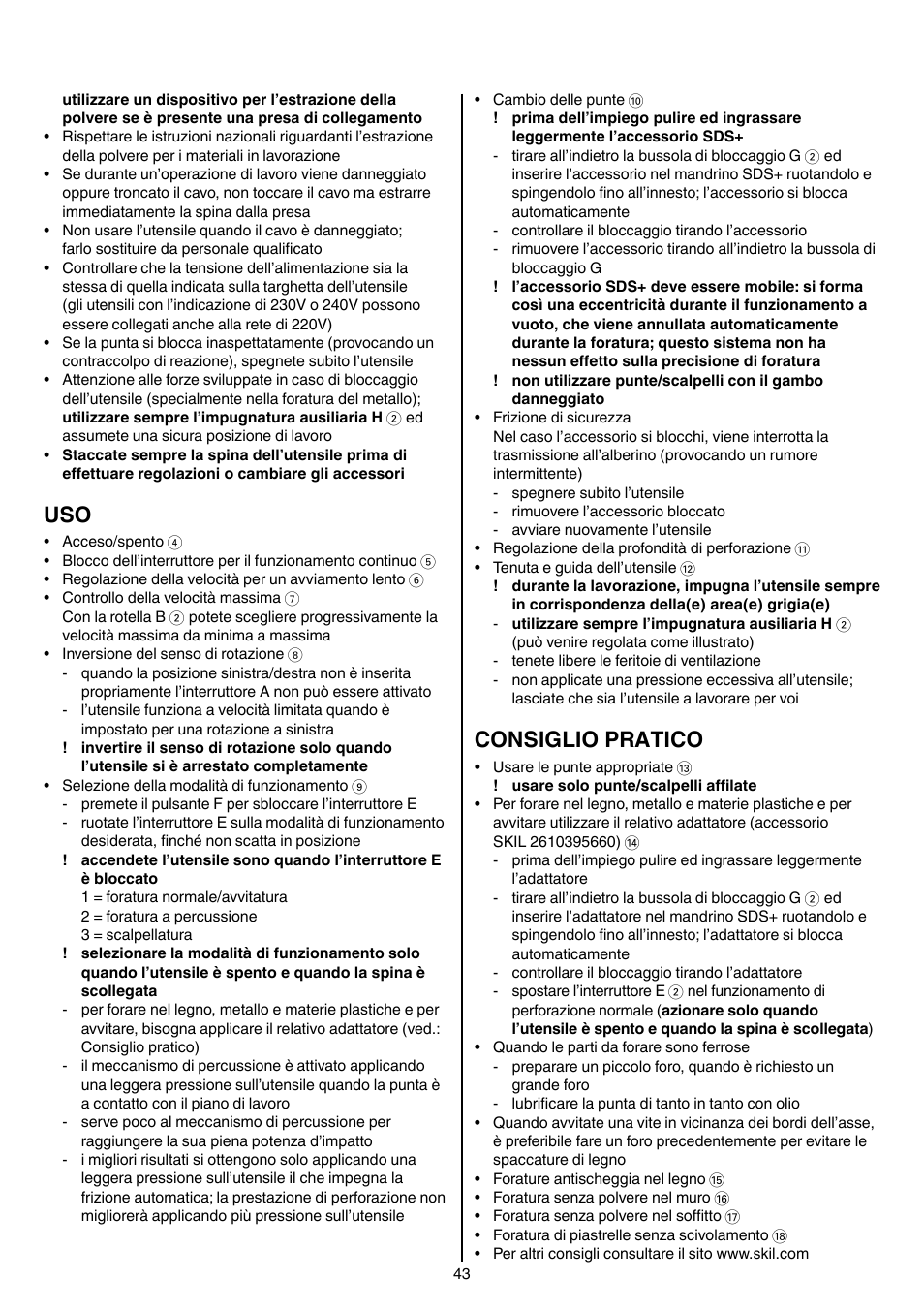 Consiglio pratico | Skil 1758 AA User Manual | Page 43 / 120