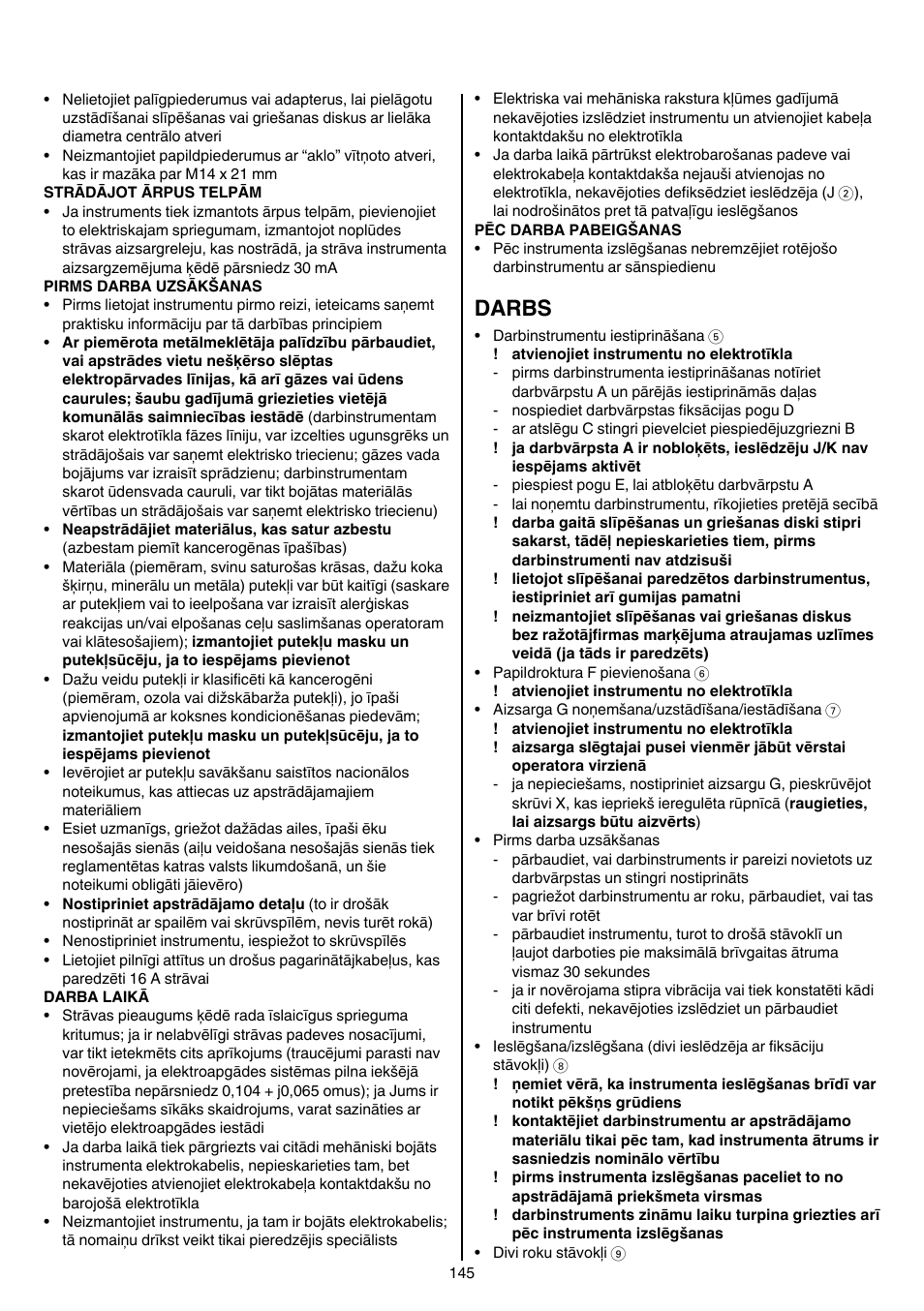 Darbs | Skil 9345 AG User Manual | Page 145 / 176