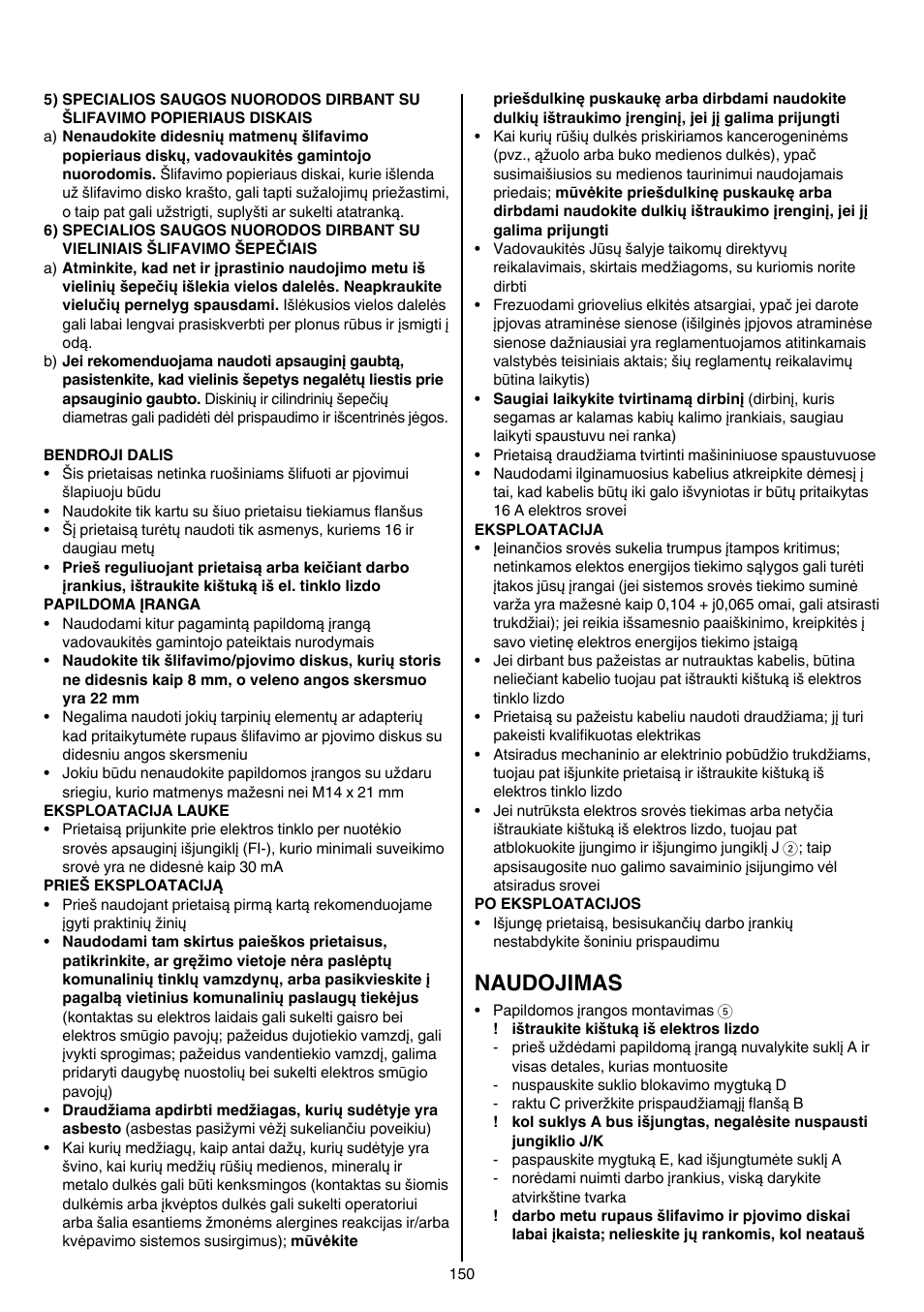 Naudojimas | Skil 9345 AG User Manual | Page 150 / 176