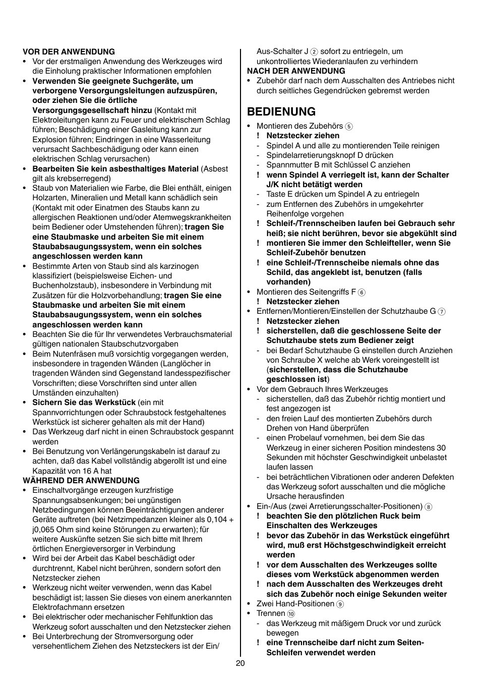 Bedienung | Skil 9345 AG User Manual | Page 20 / 176