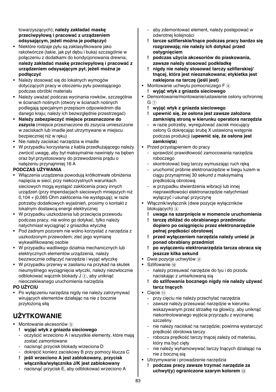 Użytkowanie | Skil 9345 AG User Manual | Page 83 / 176