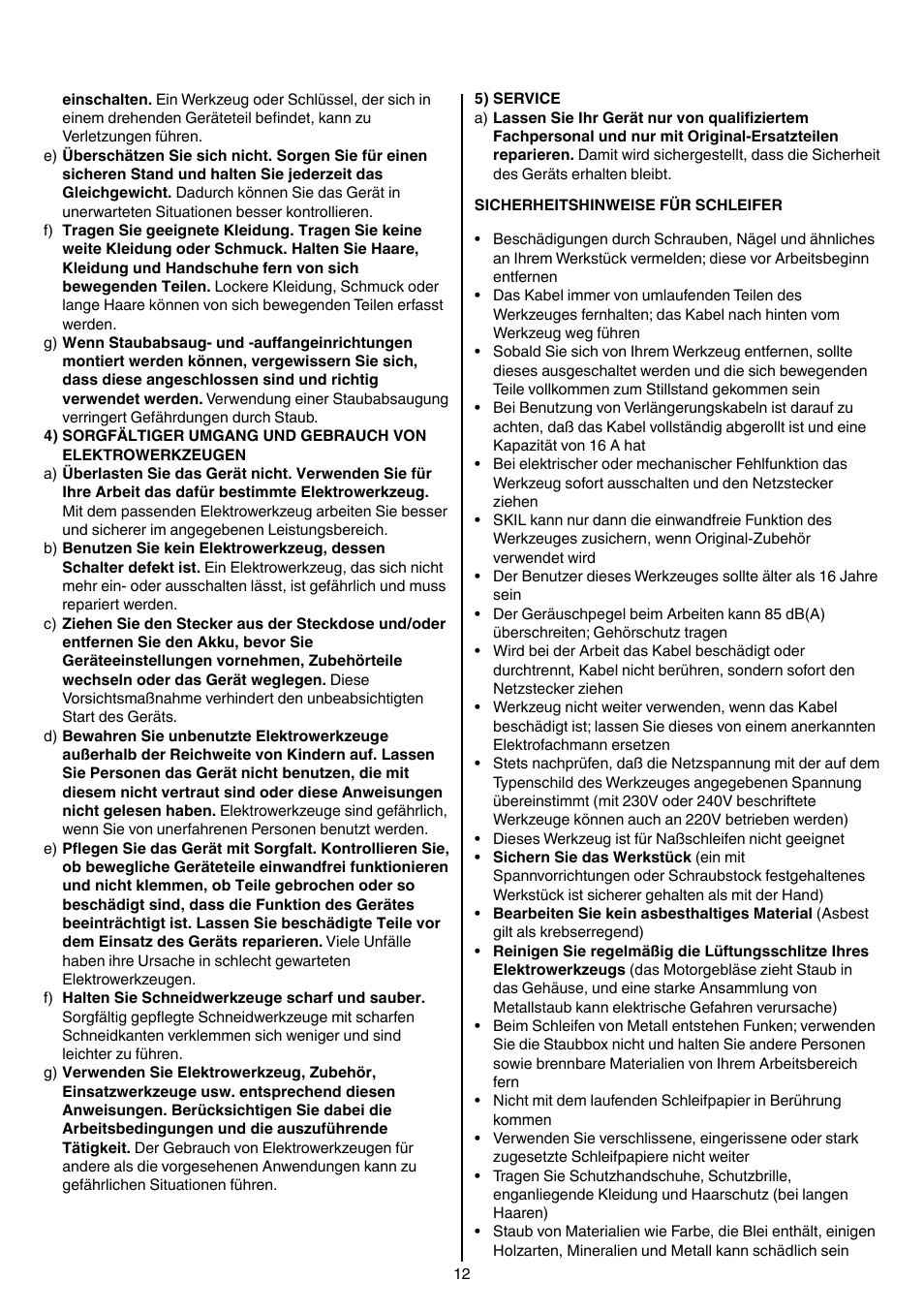 Skil 7361 AA User Manual | Page 12 / 104