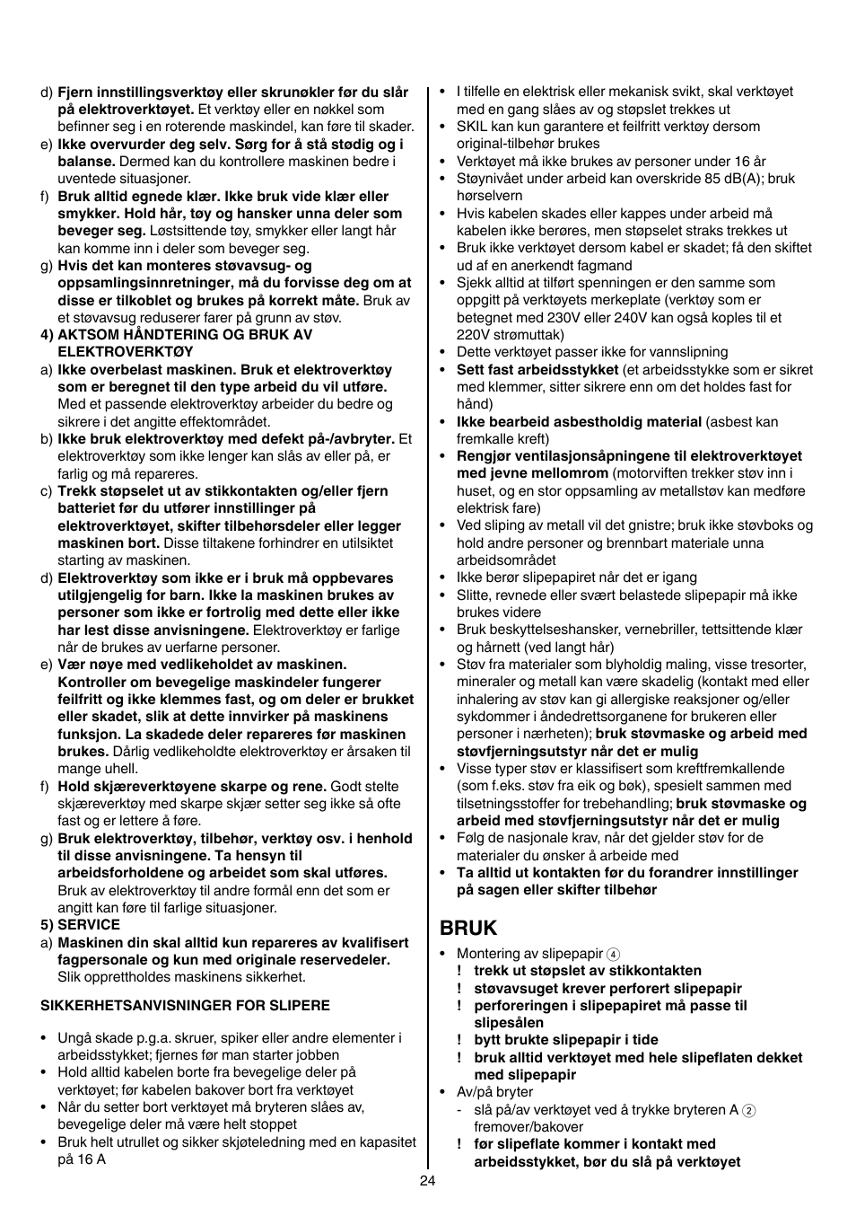 Bruk | Skil 7361 AA User Manual | Page 24 / 104