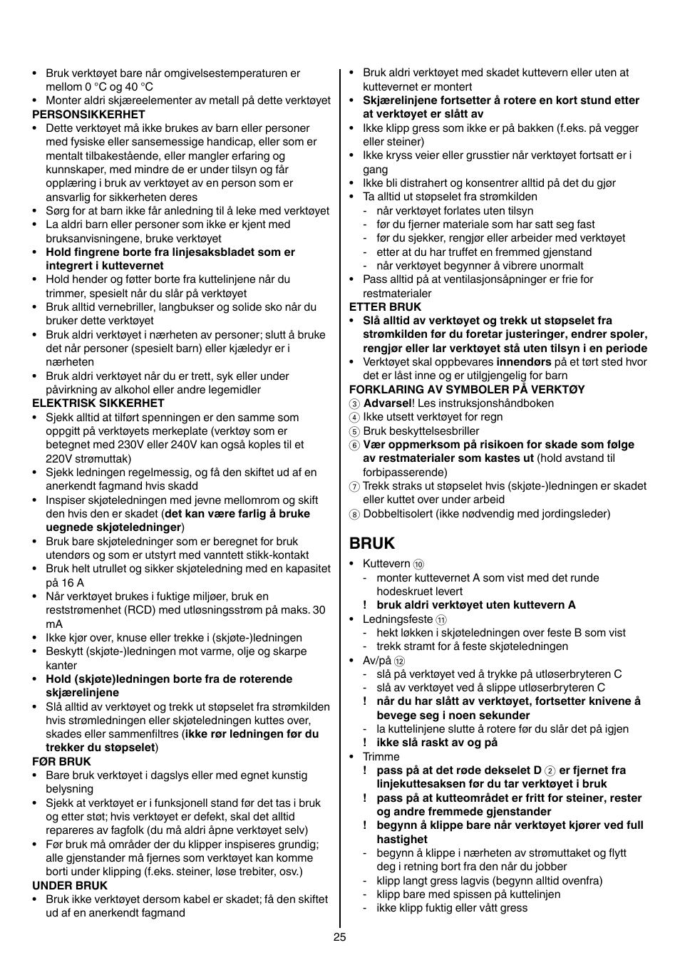 Bruk | Skil 0735 RA User Manual | Page 25 / 108