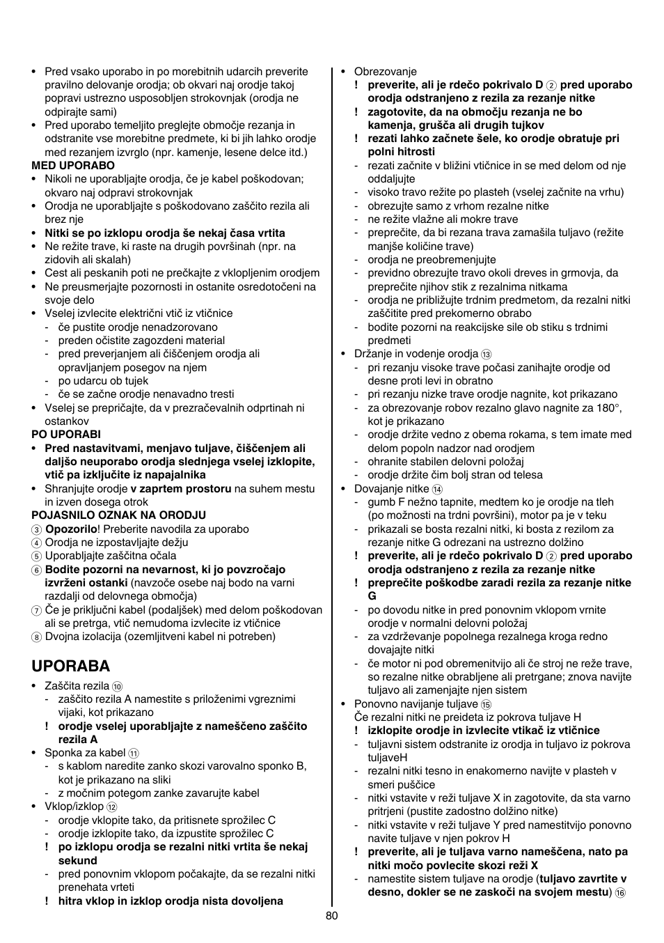 Uporaba | Skil 0735 RA User Manual | Page 80 / 108