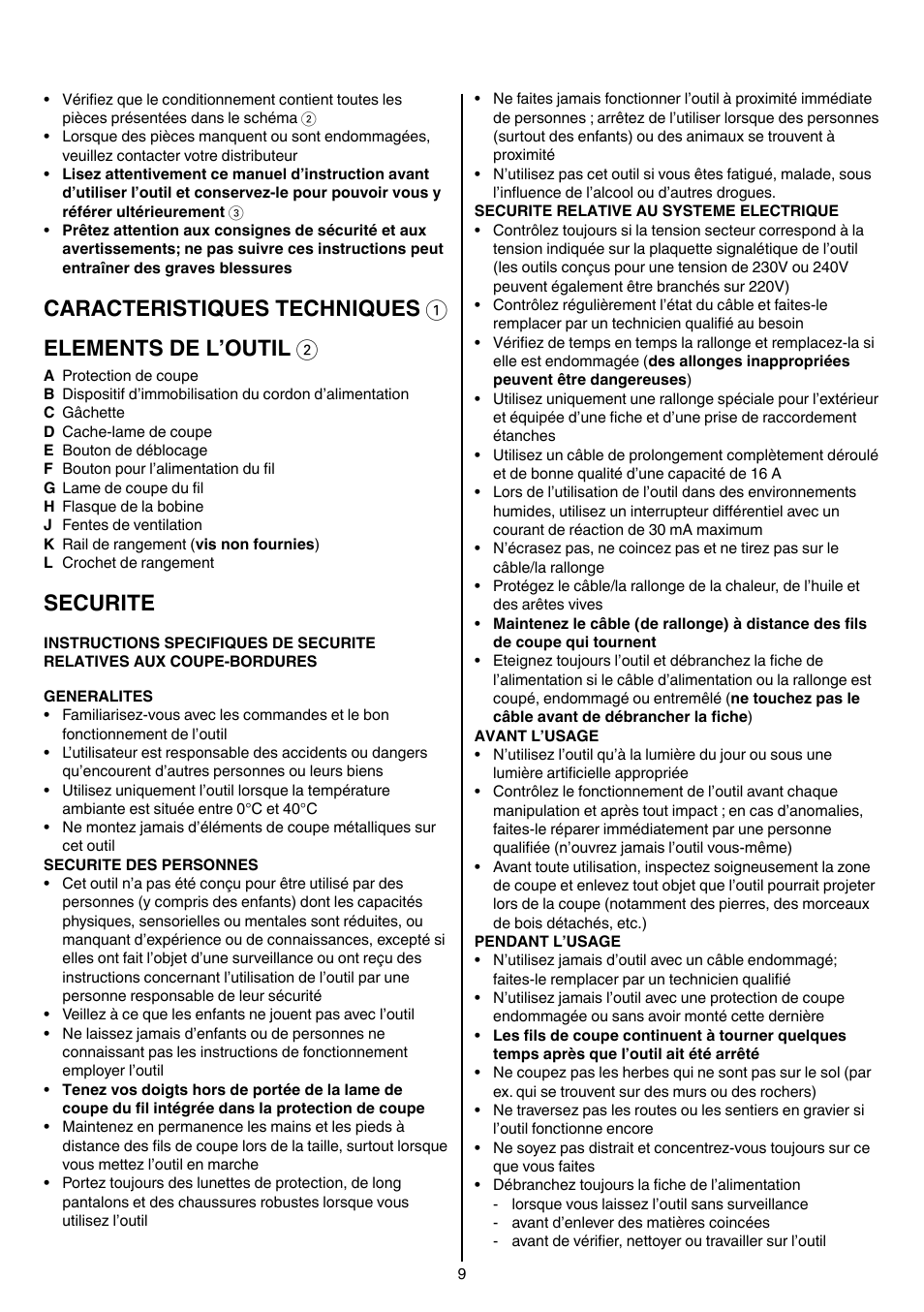 Securite | Skil 0735 RA User Manual | Page 9 / 108