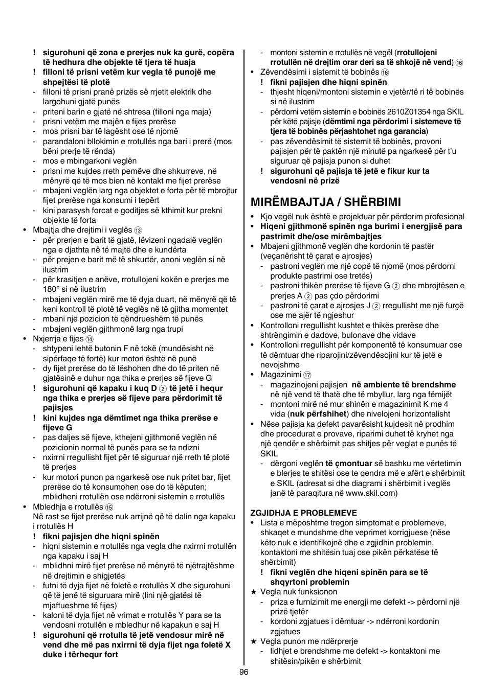 Mirëmbajtja / shërbimi | Skil 0735 RA User Manual | Page 96 / 108