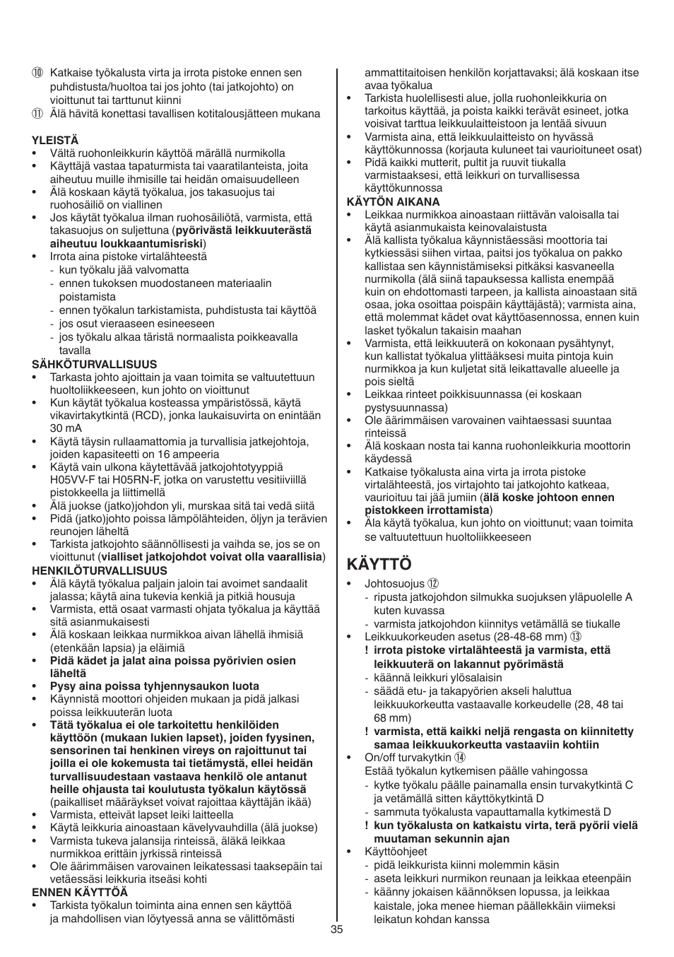 Käyttö | Skil 0715 RT User Manual | Page 35 / 132