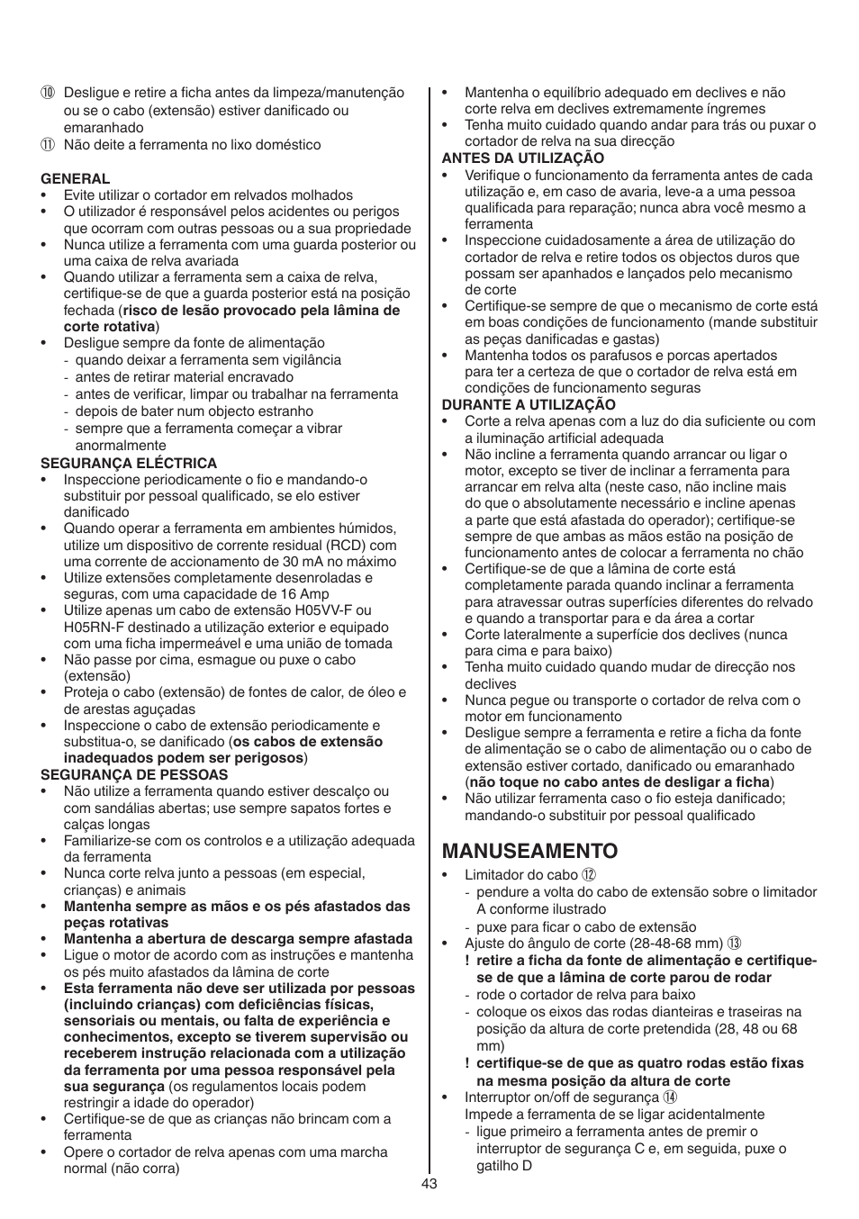 Manuseamento | Skil 0715 RT User Manual | Page 43 / 132